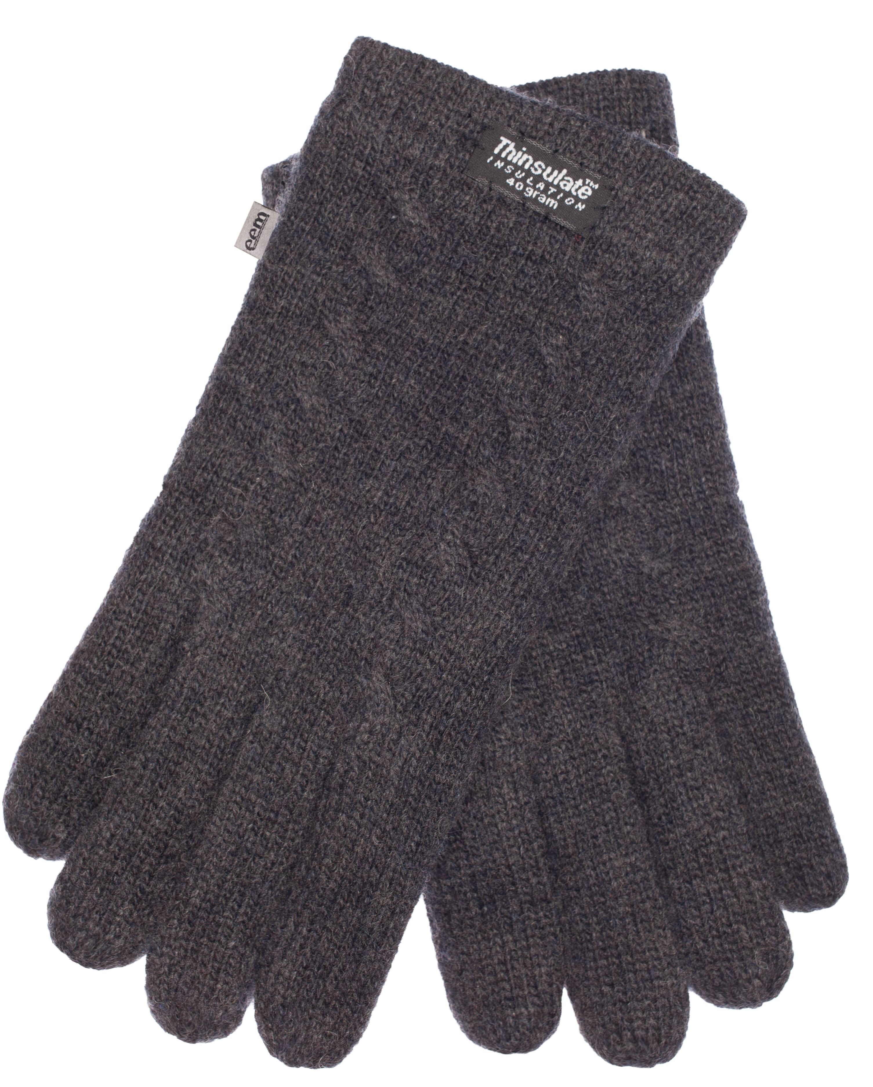 EEM Damen Strickhandschuhe, weiche Wolle, Thinsulate Thermofutter, Zopfmuster